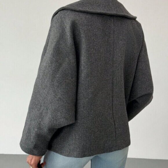 Grey Casual Women's Gray Elegant Wool Blend Lapel Coat - Picture 2 of 7